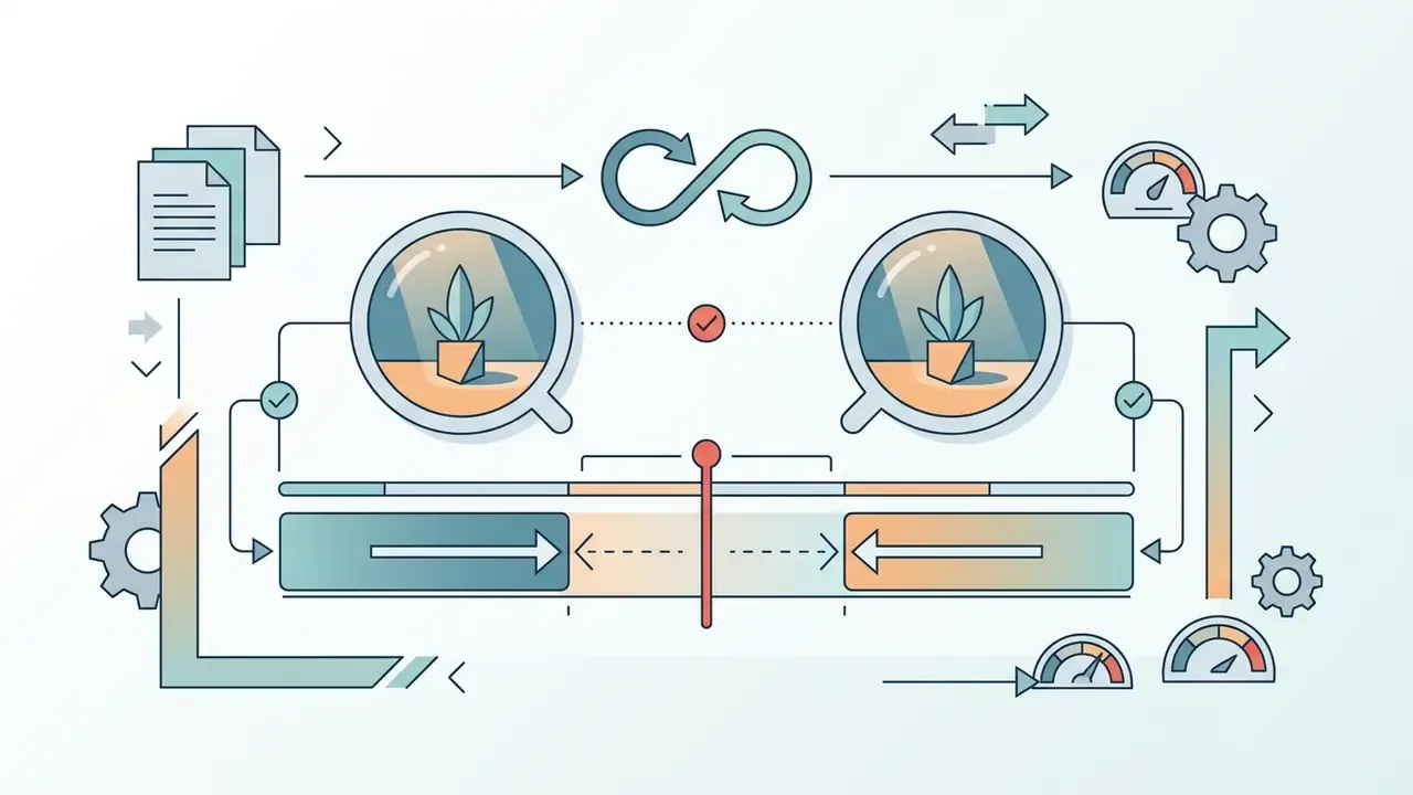Two lenses comparing video frames to align a seamless transition point on a timeline