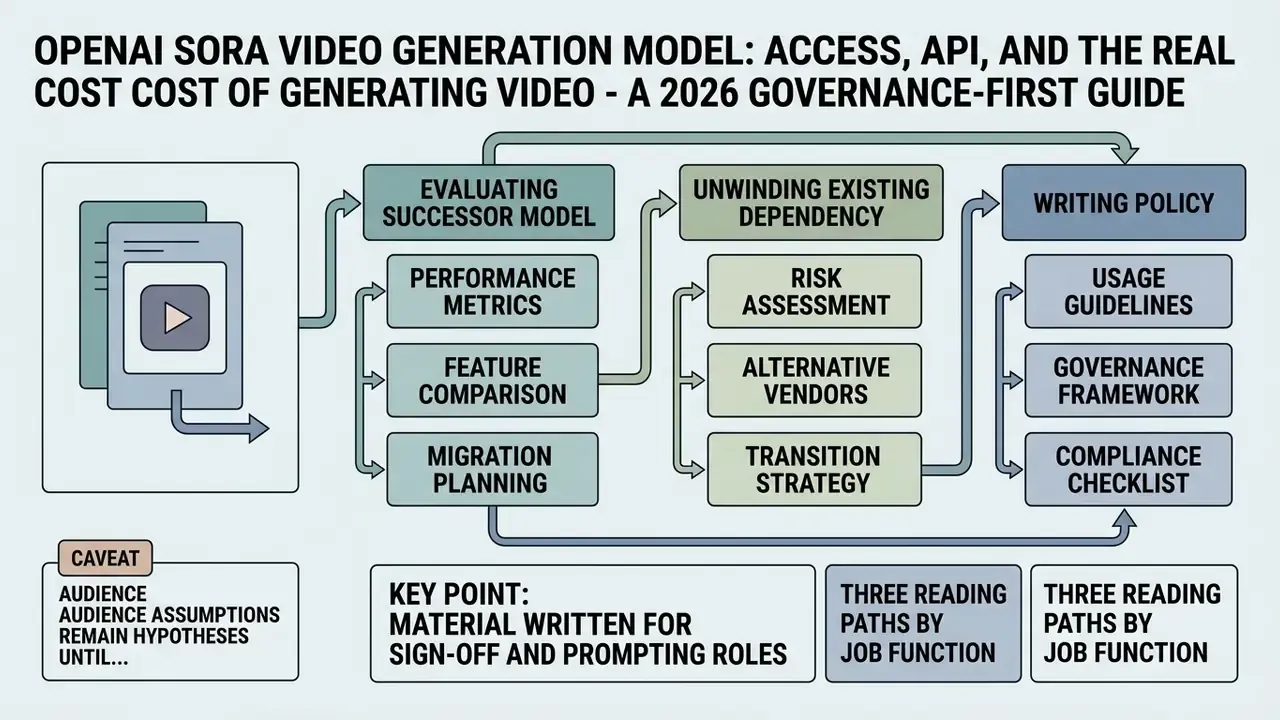 Flowchart outlining three strategic paths for managing OpenAI Sora video model adoption and governance
