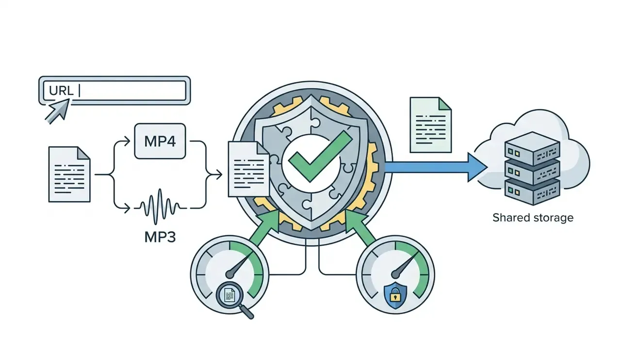 Data files passing through a security shield and scanning gauges before entering shared storage