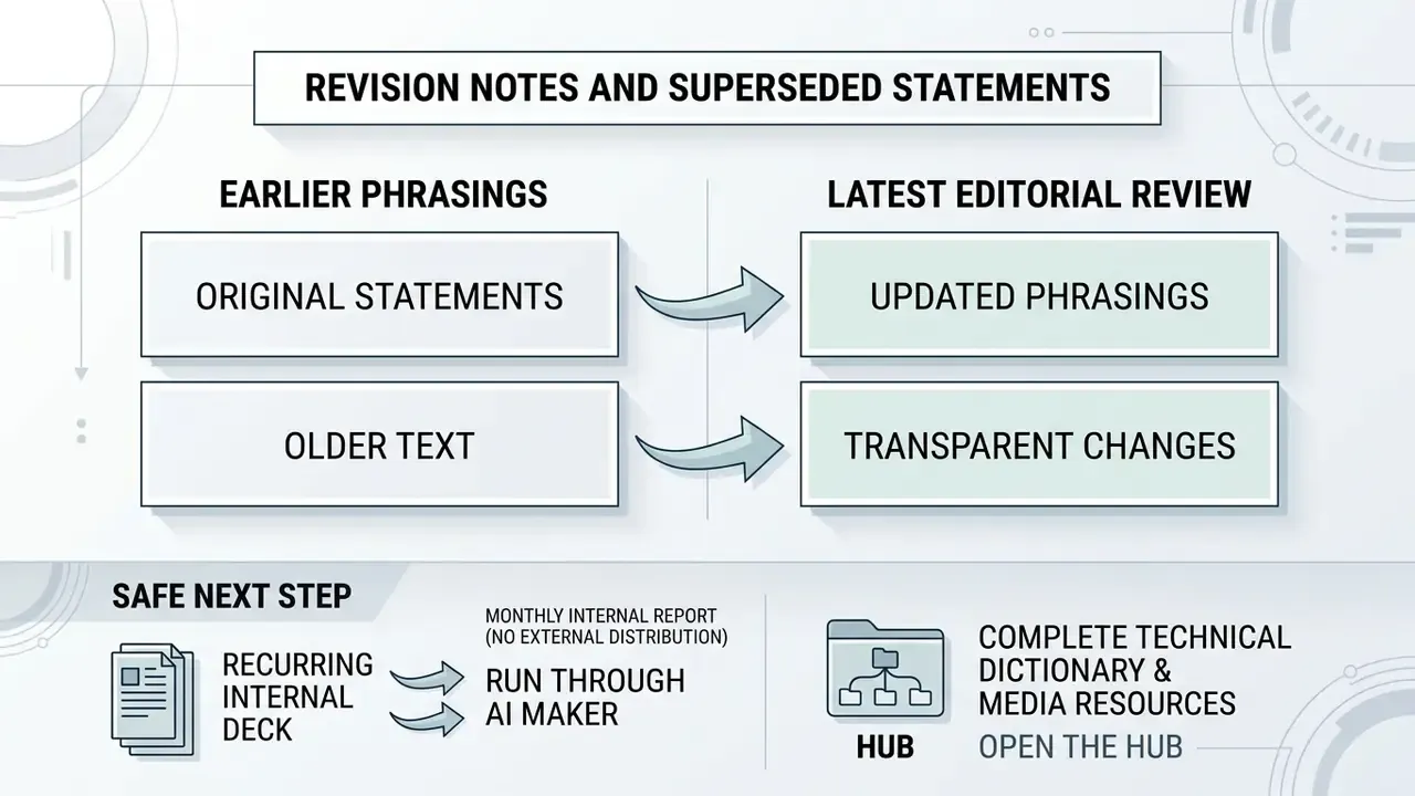 Diagram showing the transition from original statements to updated phrasings and recommended next steps