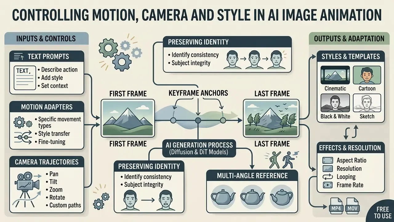 Diagram detailing inputs, keyframe anchors, and output settings for generating dynamic video content