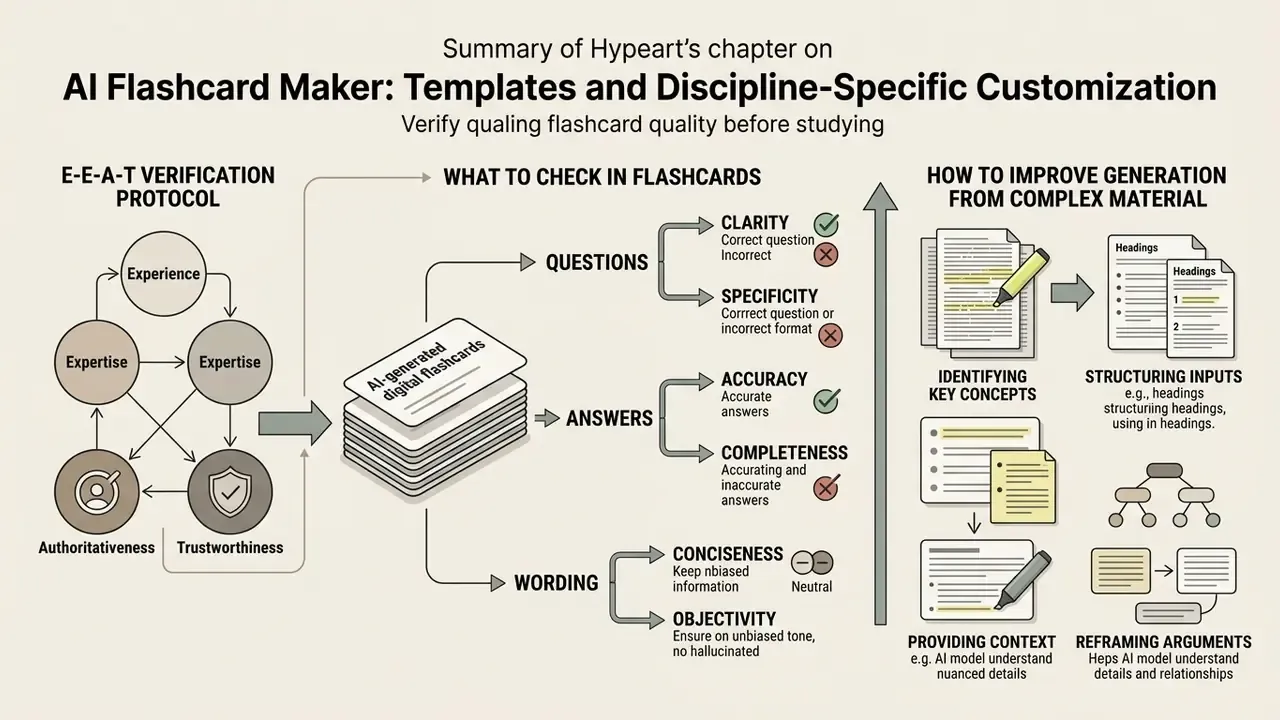 Infographic detailing E-E-A-T protocols, content review criteria, and strategies for refining study inputs
