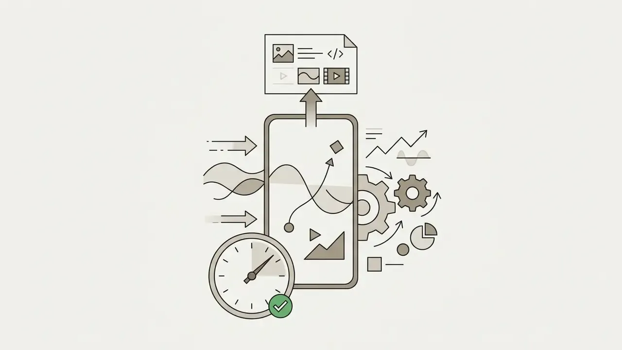 Mobile device processing media assets into a video file with a timer indicating time-limited production