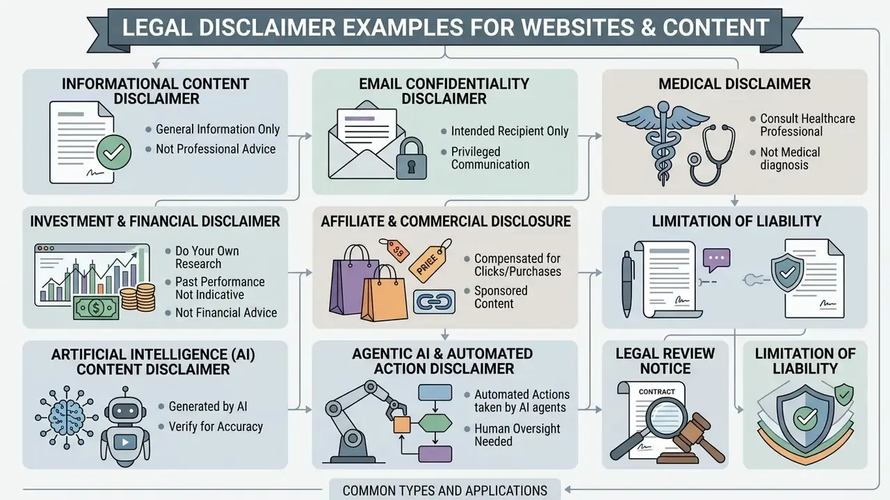 Structured grid of icons and bullet points summarizing various types of professional liability notices