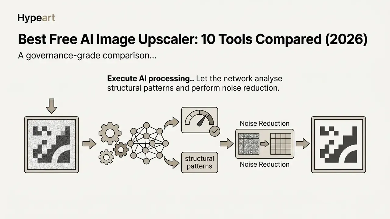 Visual representation of AI image processing steps including pattern analysis and noise reduction