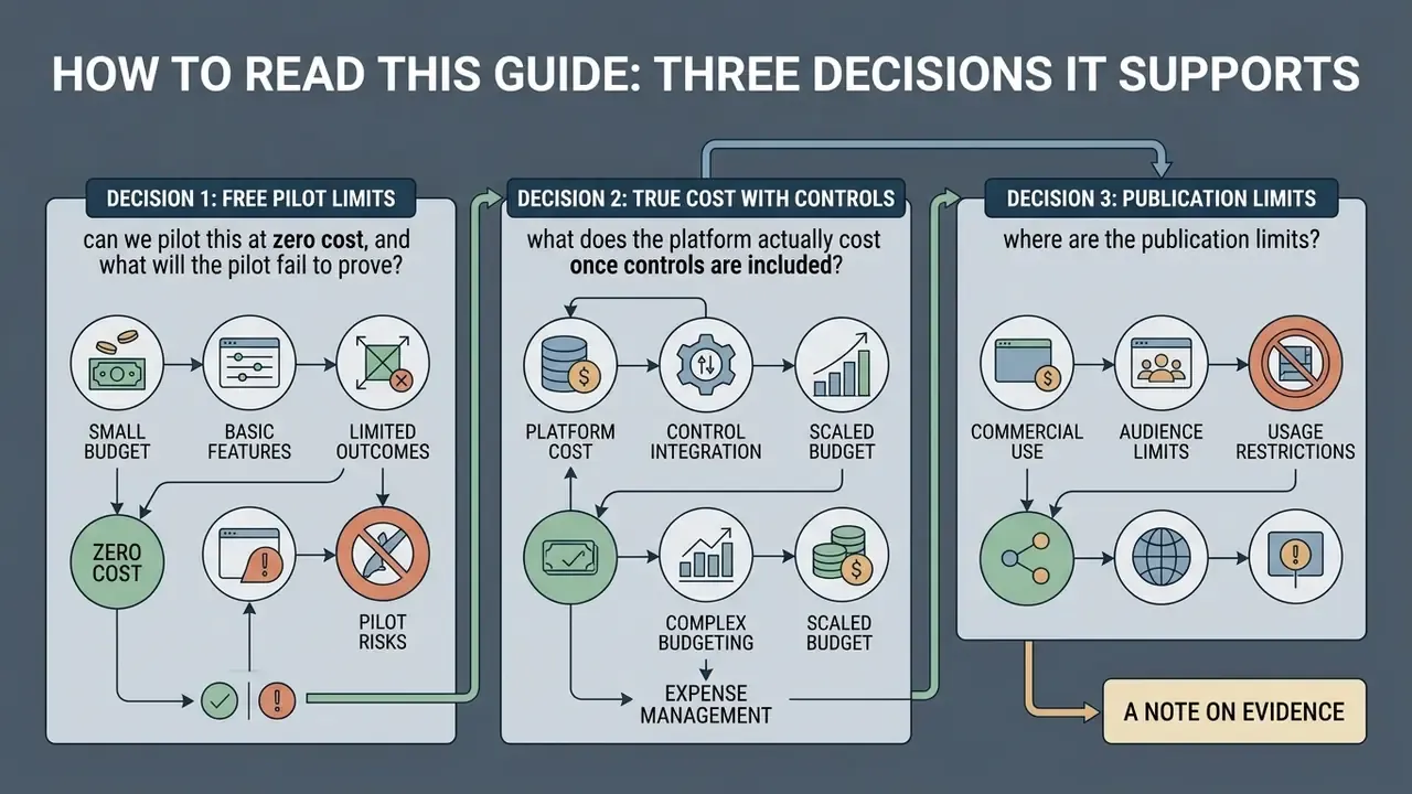 Flowchart outlining three key decision steps for evaluating a Synthesia AI video generator platform