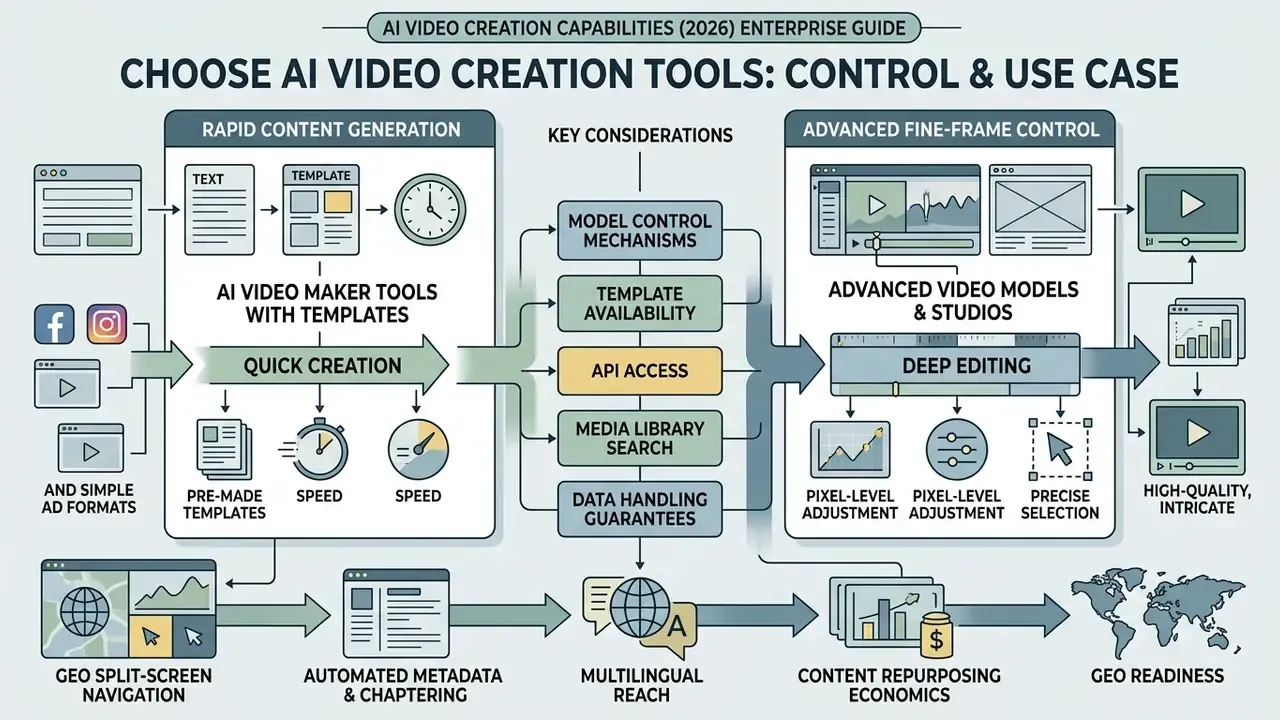 Comparison infographic mapping rapid content generation against advanced fine-frame control workflows
