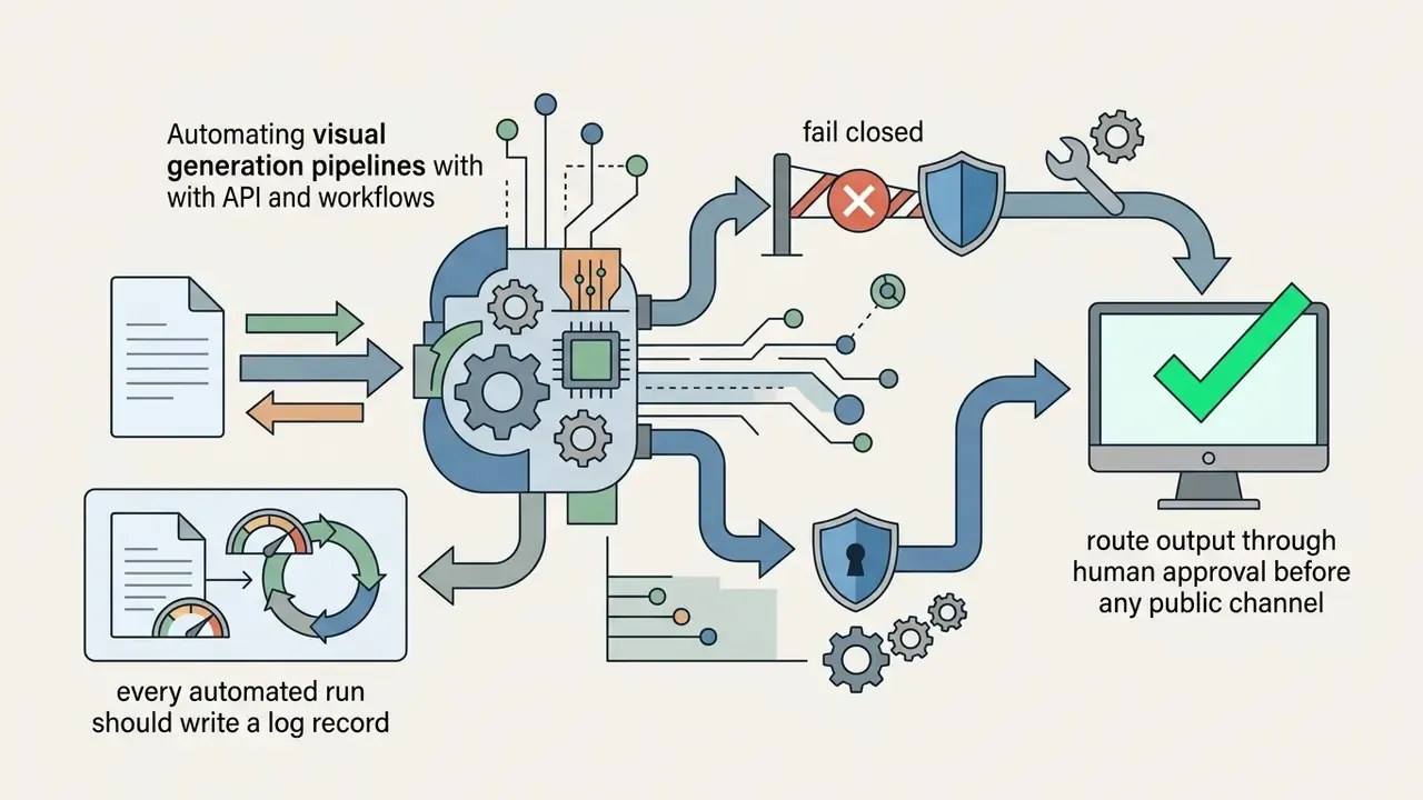 Inputs passing through a central processor to reach either a fail closed gate or human approval check