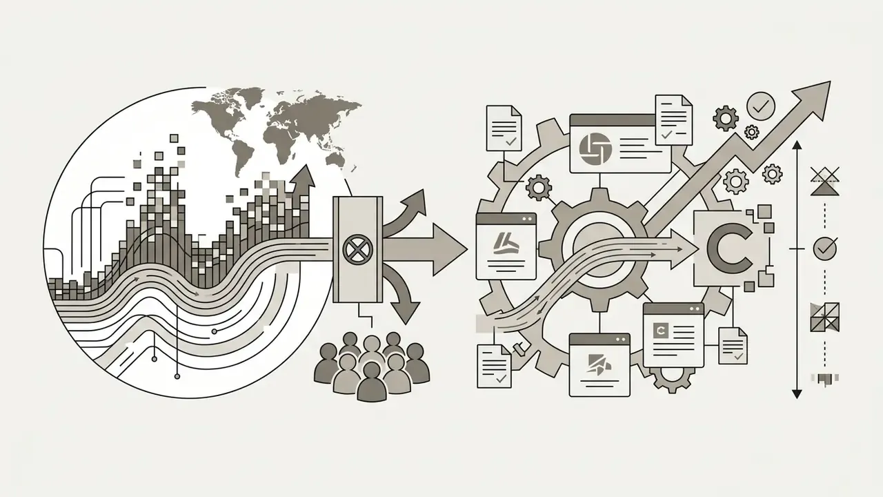 Global data flow passing through a filter into a gear mechanism for content authentication and verification