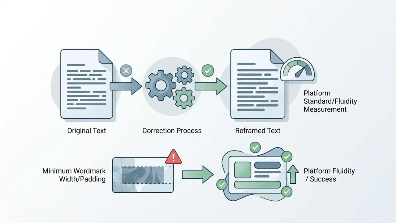 Text documents and logo padding rules being processed through gears to reach platform fluidity standards