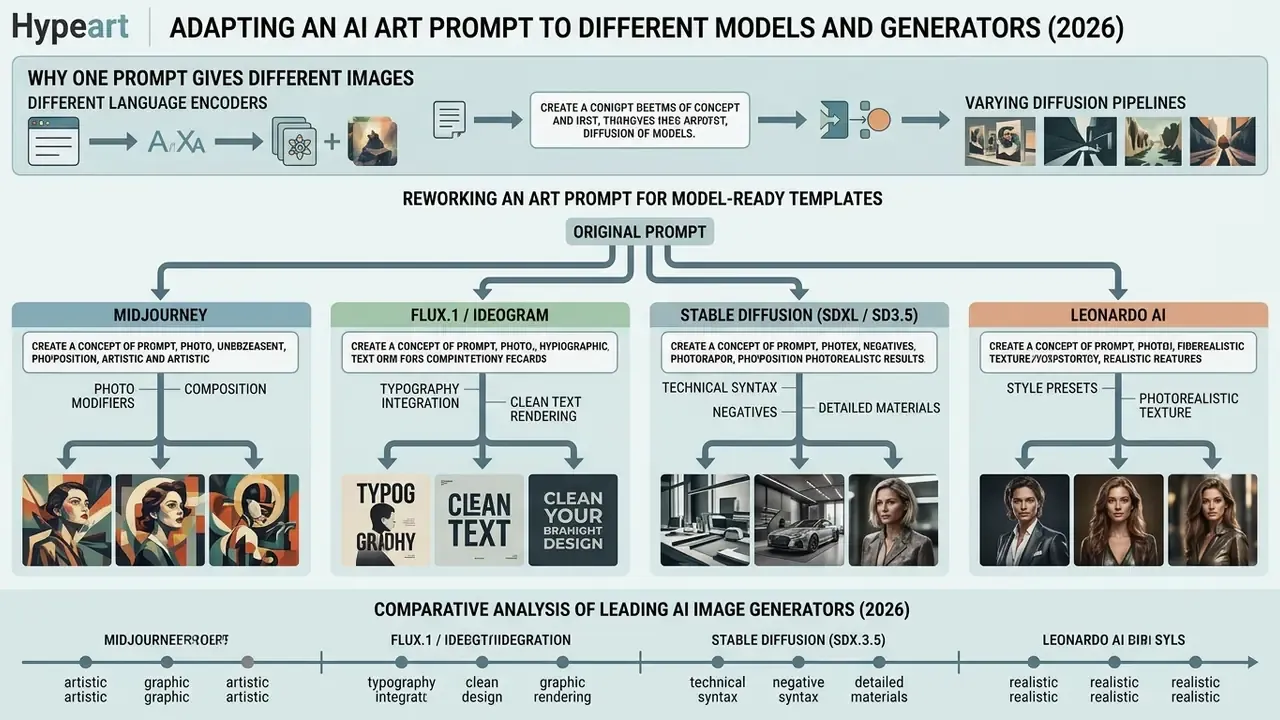 Comparative diagram showing how one prompt is adapted into specific templates for four different AI models