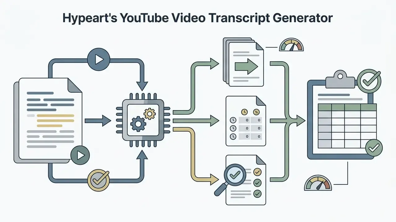 Transcript data flowing through a processor to generate structured tables and compliance reports