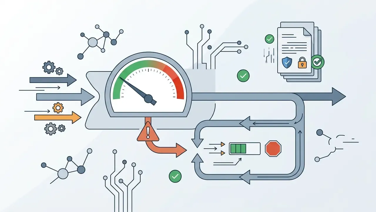 Gauge monitoring system traffic with a feedback loop for error handling and retry budget management