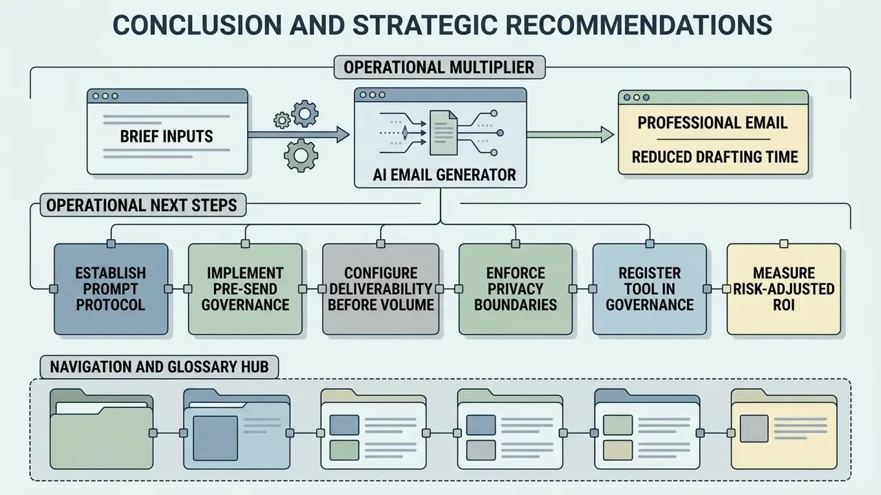 Operational multiplier workflow showing input processing, strategic steps, and a navigation glossary hub