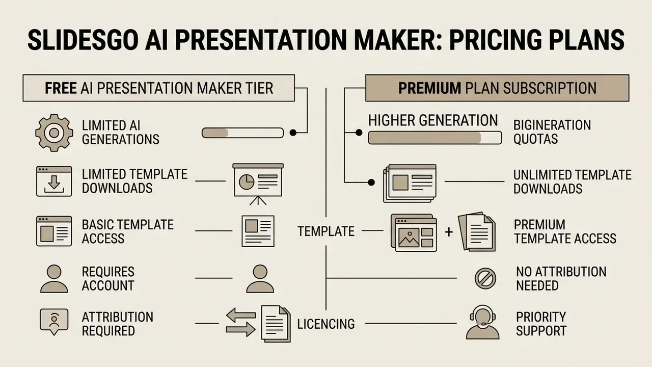 Comparison infographic detailing the feature differences between free and premium subscription tiers