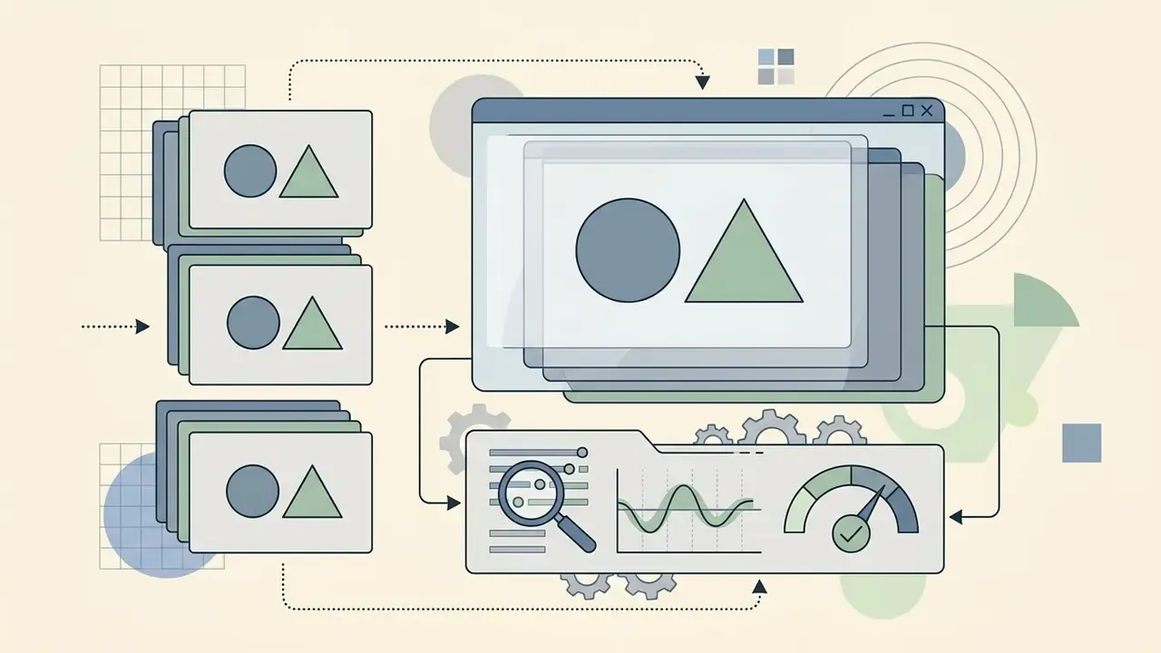 Diagram showing frames being processed and analyzed for temporal stability in an AI video generator