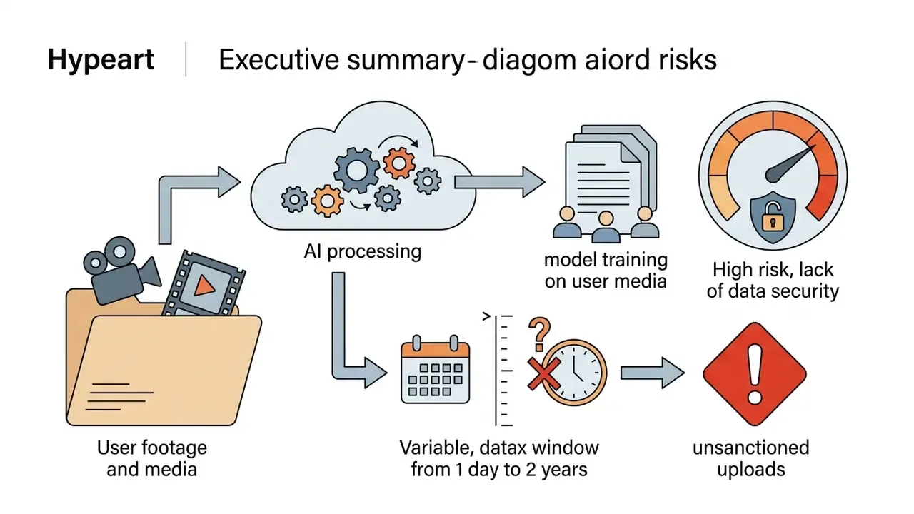 Sequence showing user footage being uploaded to cloud AI processing for model training and data retention