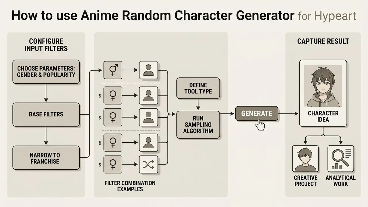 Step-by-step flowchart showing how to configure filters, run a sampling algorithm, and capture results