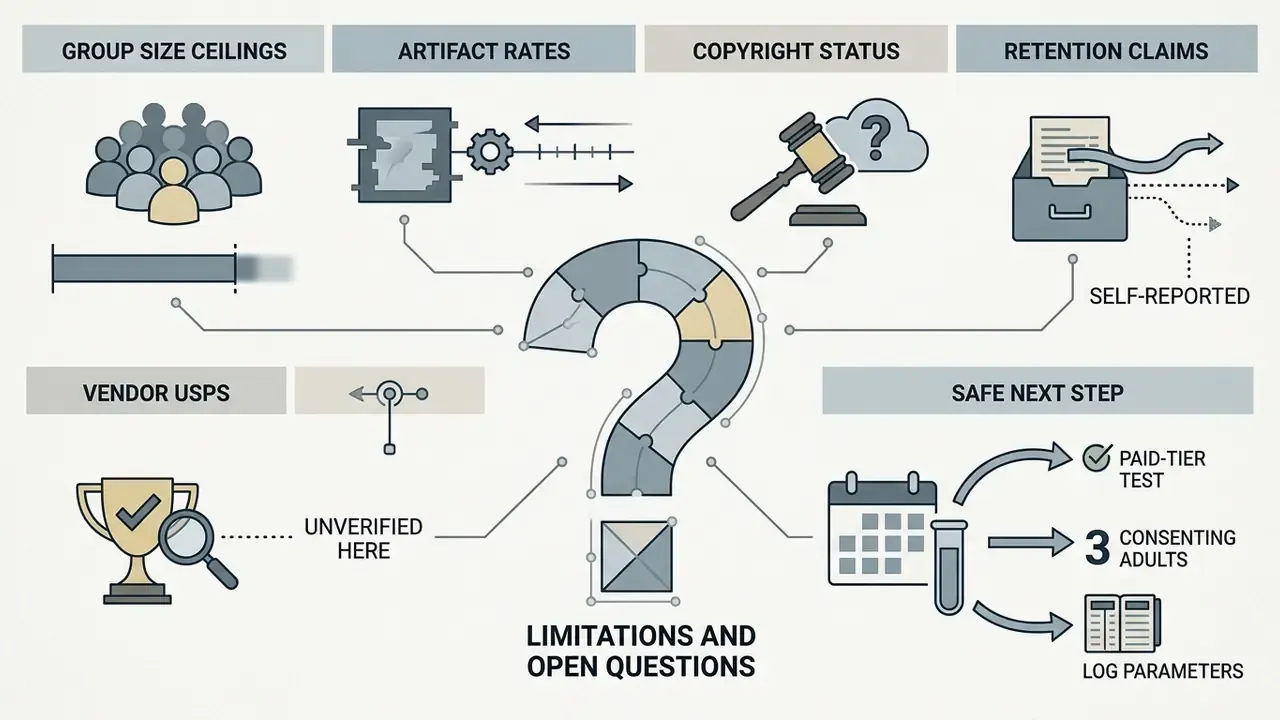 Central question mark surrounded by icons representing technical uncertainties and testing recommendations