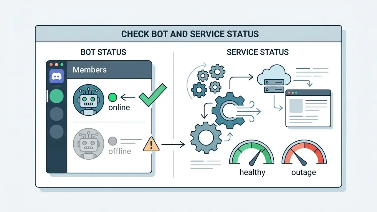 Comparison of online bot member status versus service health gauges and cloud infrastructure