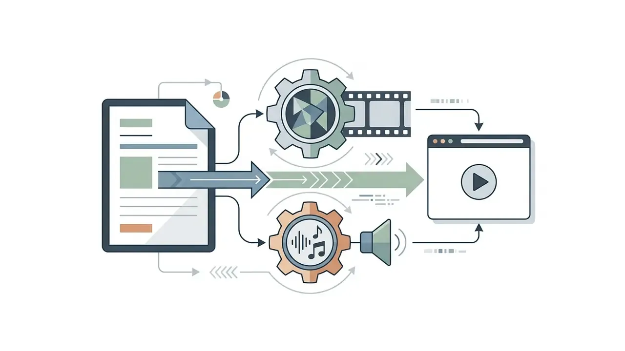 Document file being processed by video and audio gears into a browser window for media playback