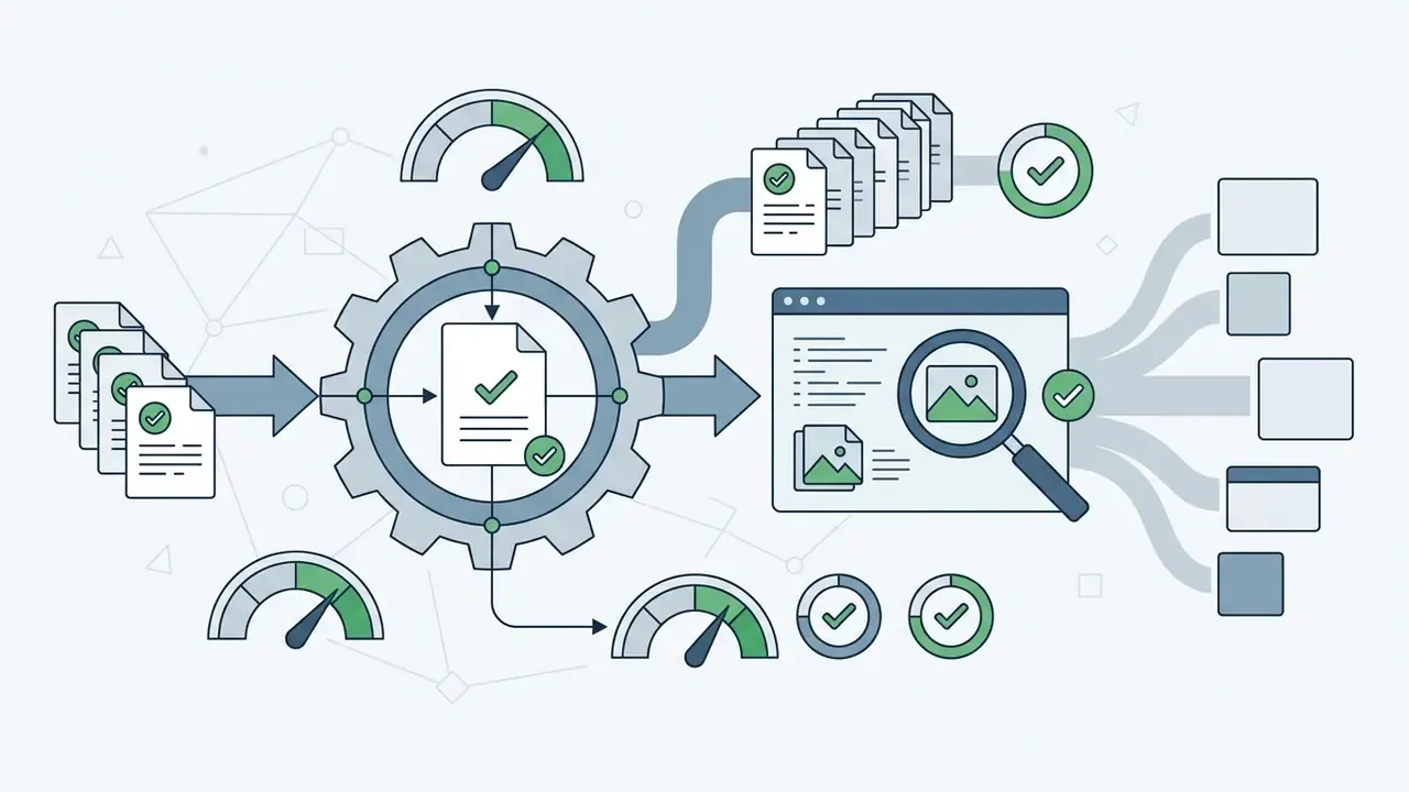 Documents moving through a gear system to be analyzed and sorted into multiple output categories