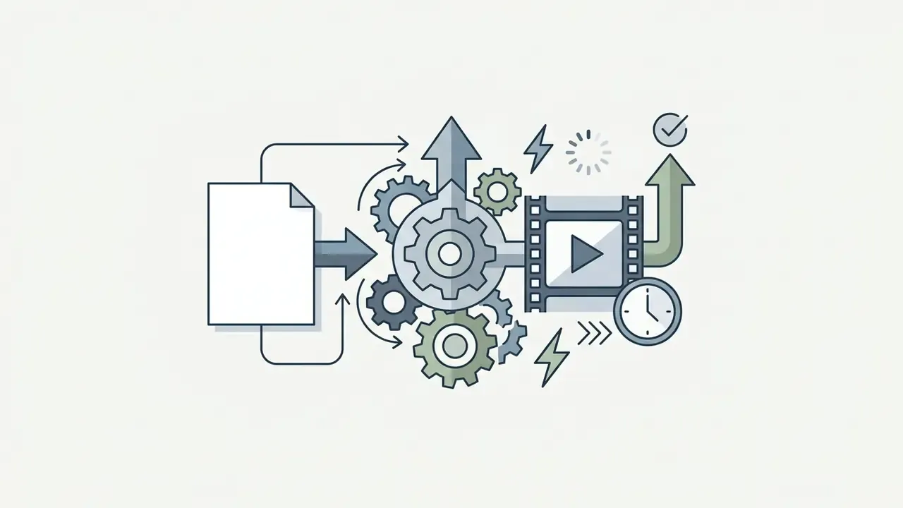 Document feeding into a central gear mechanism that outputs a processed video file with time indicators