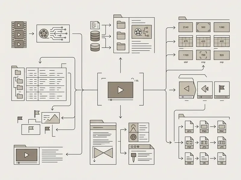 Systematic breakdown of video project components including raw footage logs and deliverable specifications