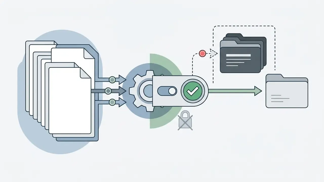 Multiple files entering a gear mechanism for secure authorization before saving to a cloud folder
