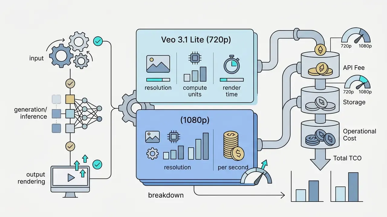 Workflow showing input and inference feeding into resolution cost modules and financial processing tanks