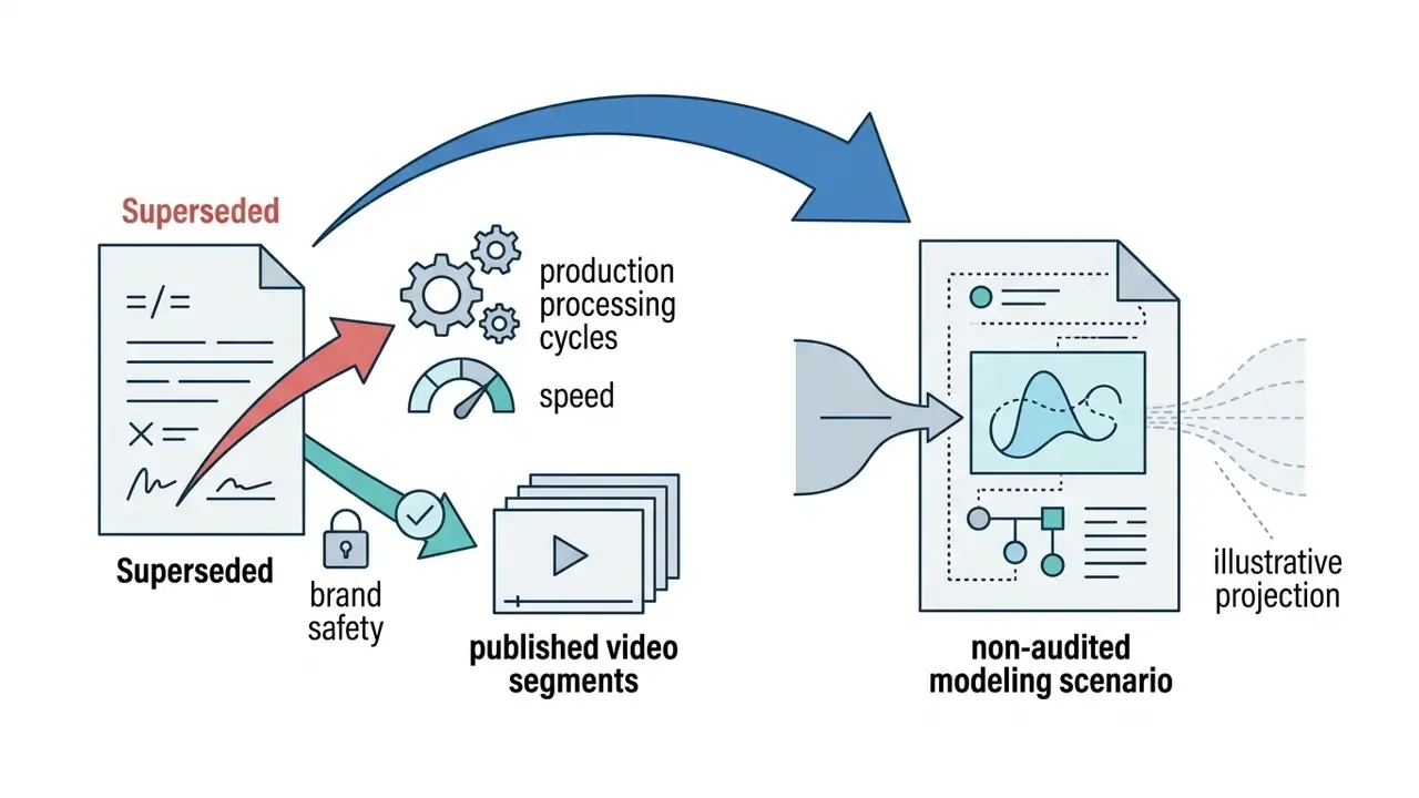 Superseded document being redirected to an illustrative modeling scenario with data projections