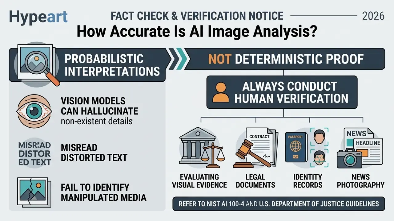 Infographic explaining that visual models provide probabilistic interpretations rather than certain proof