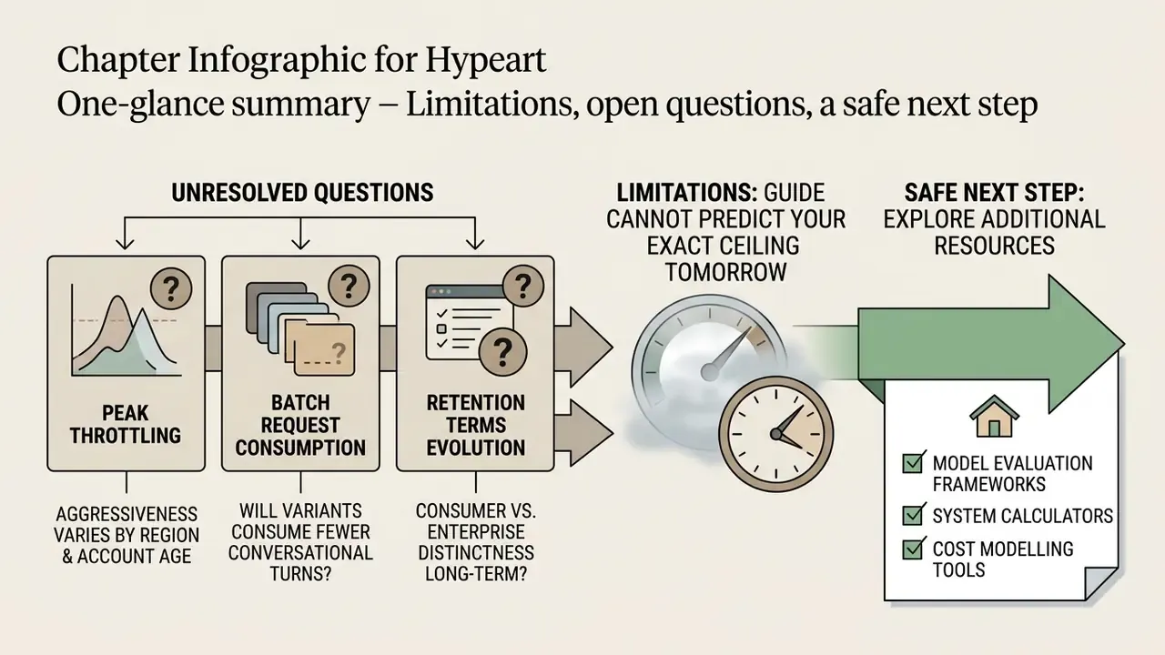 Diagram showing unresolved questions about ChatGPT Plus limits and a path toward external resources