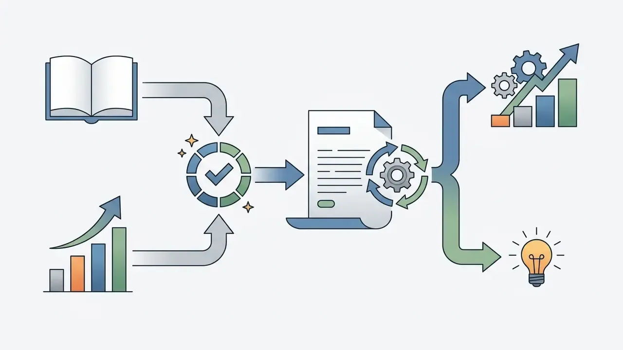 Book and performance graph inputs funneling into an AI homework helper to generate insights and growth