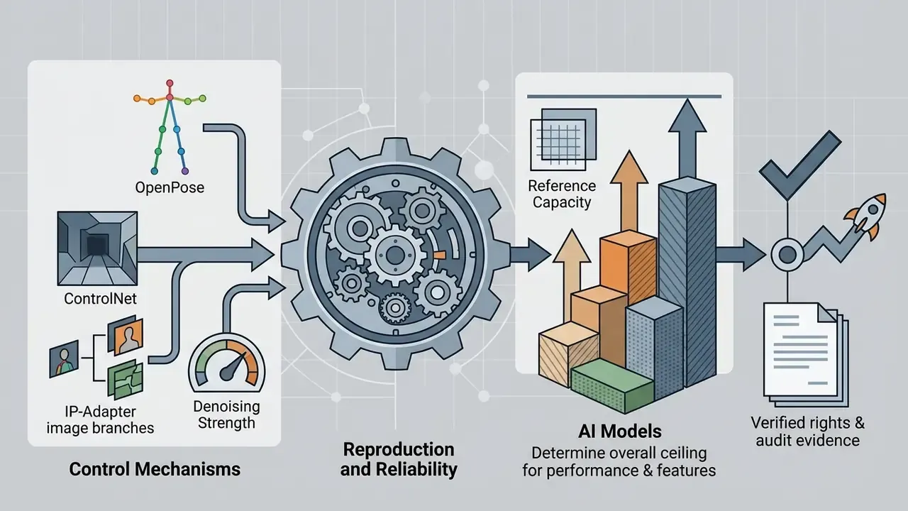 Control mechanisms feeding into a central gear system that powers AI model capacity and output results