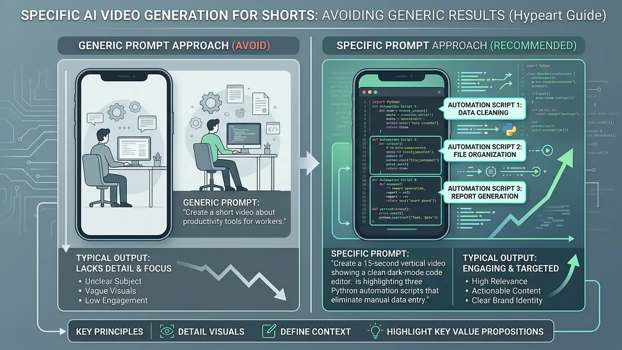 Comparison between generic and specific prompt approaches for creating targeted video content