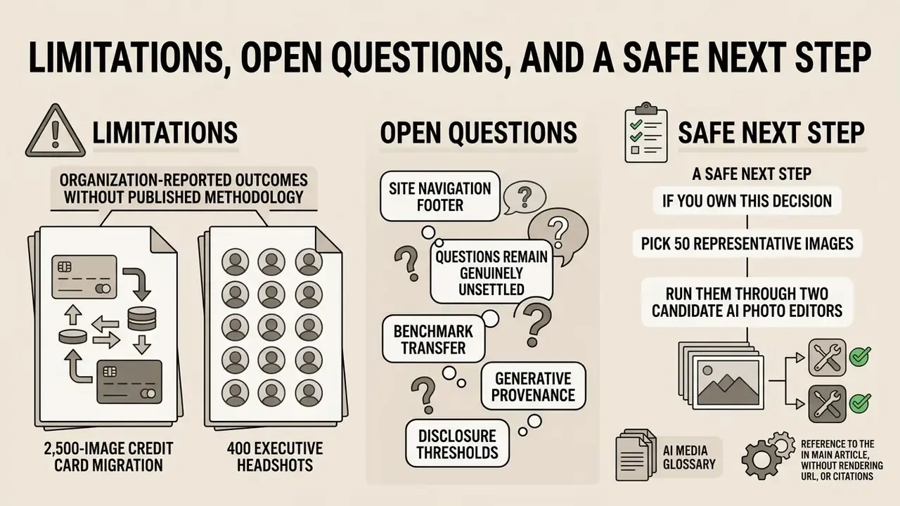 Diagram outlining project limitations, unsettled questions, and a recommended testing workflow