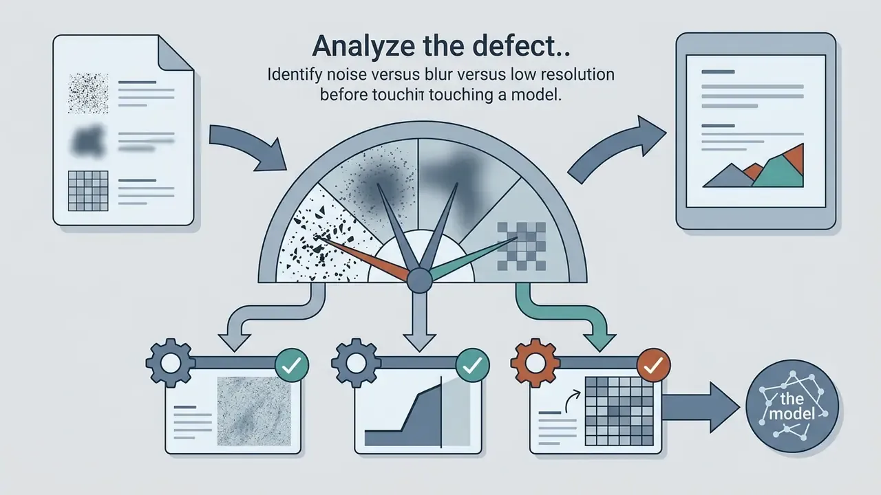 Gauge categorizing image defects into panels that feed into a model for processing