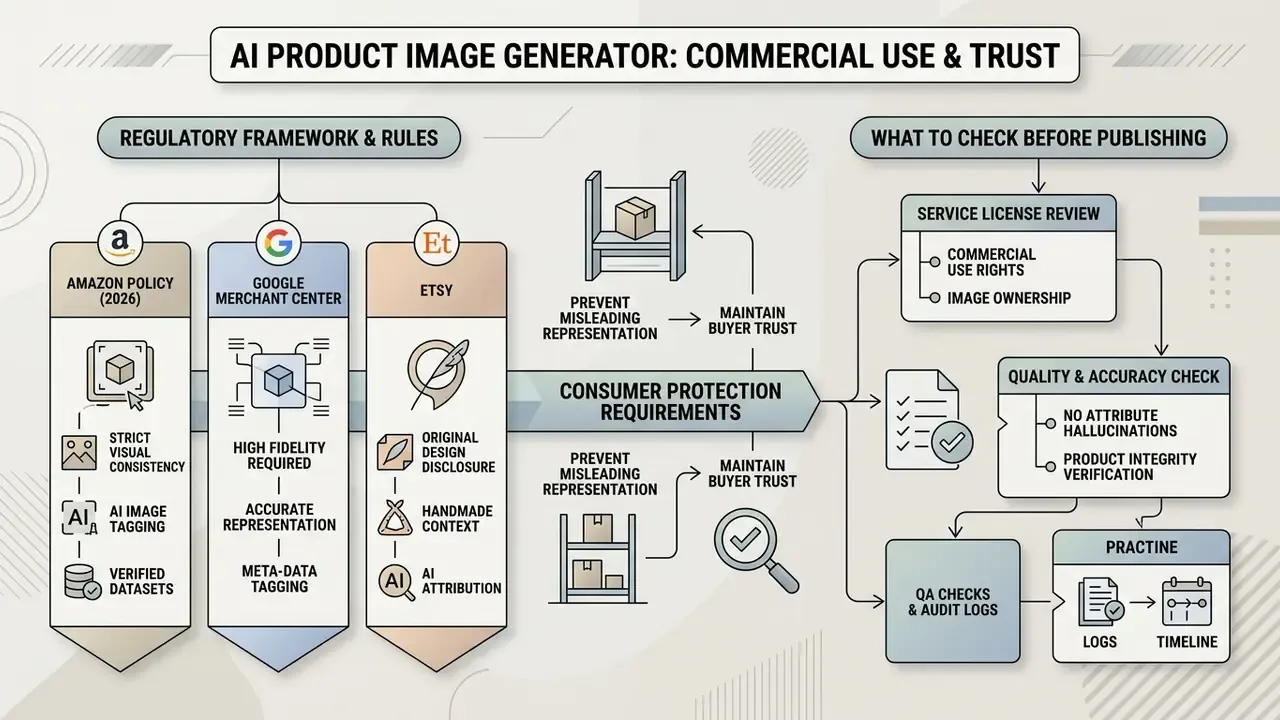 Infographic mapping regulatory rules and pre-publishing compliance checklists for digital assets