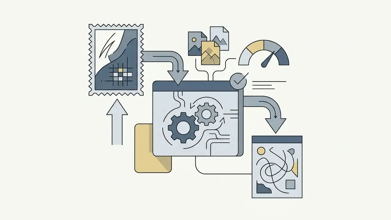 Diagram showing a reference photo being processed by an AI engine to create a new artistic image