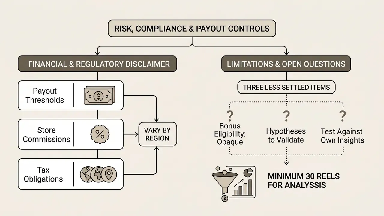 Diagram showing financial disclaimers and limitations regarding payout thresholds and bonus eligibility