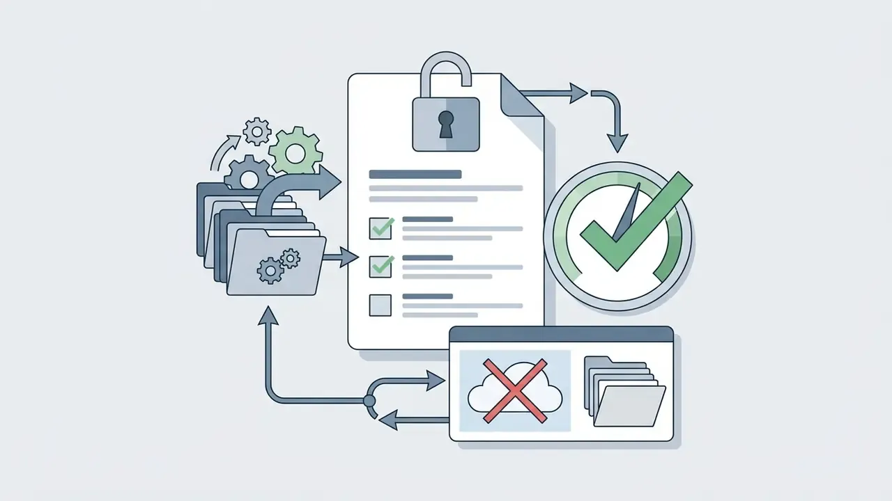 Process showing files being checked against security requirements and excluded from cloud training