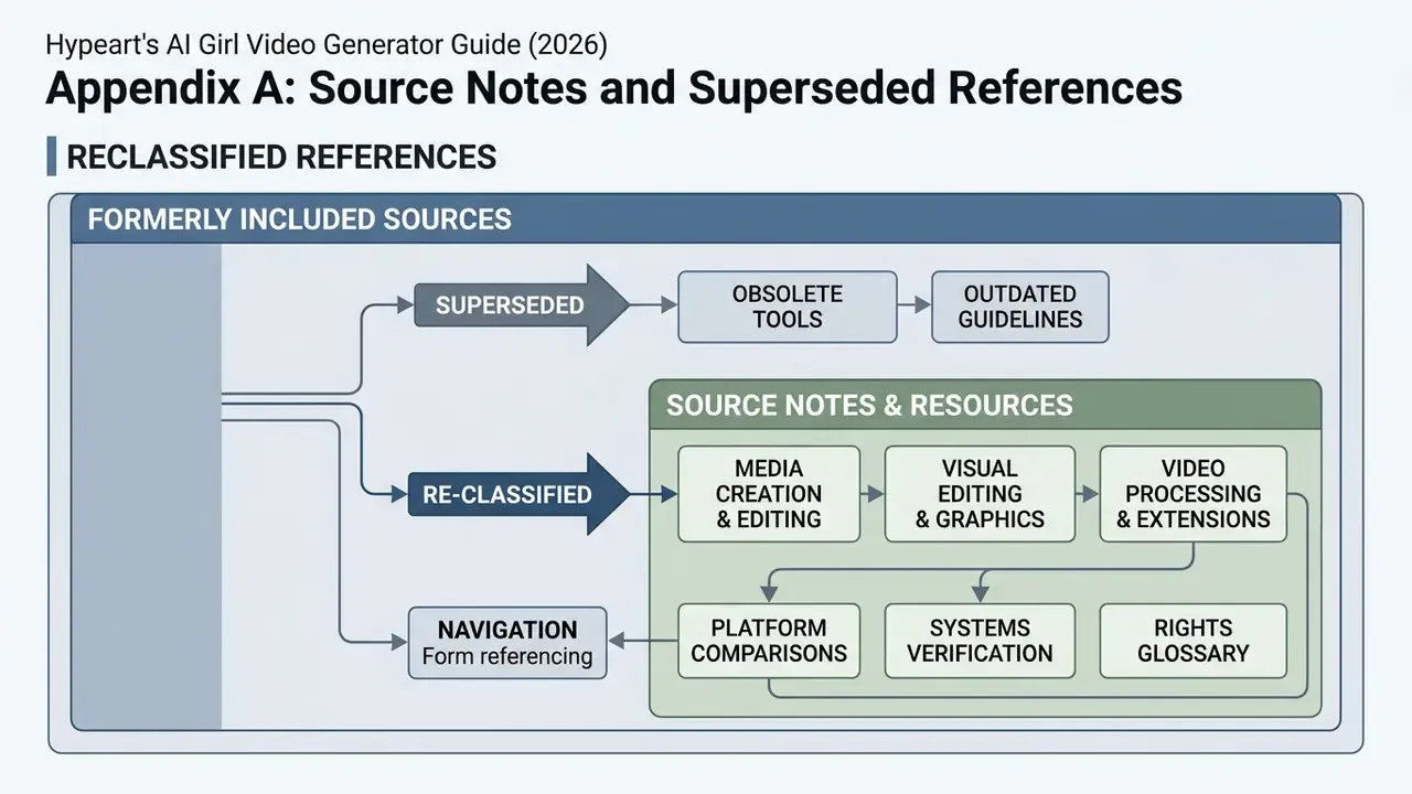 Diagram showing the categorization of superseded and re-classified source notes and resources