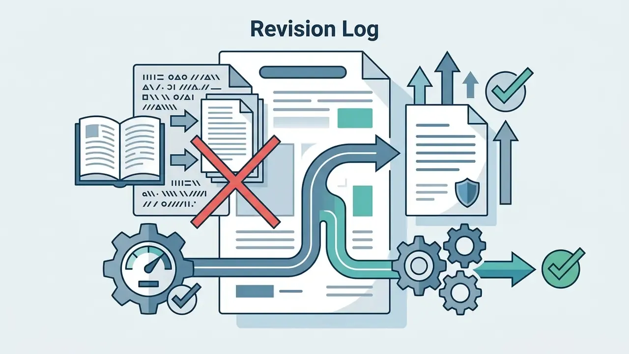 Documents moving through gears and a speed gauge to reach a verified status with checkmarks