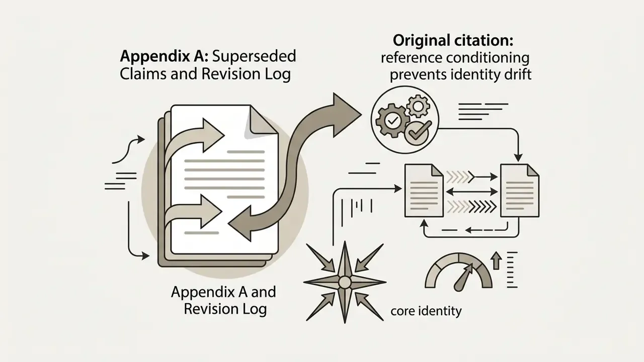 Documents and gears connecting to a compass and gauge to illustrate reference conditioning for AI models