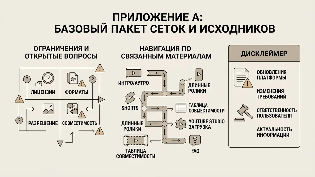 Блоки с ограничениями, навигацией по материалам и дисклеймером для работы с исходниками видеоконтента
