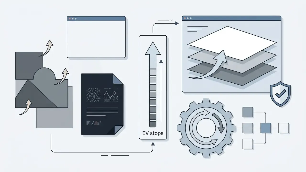 Vertical slider adjusting EV stops to brighten image layers processed through a gear and shield mechanism