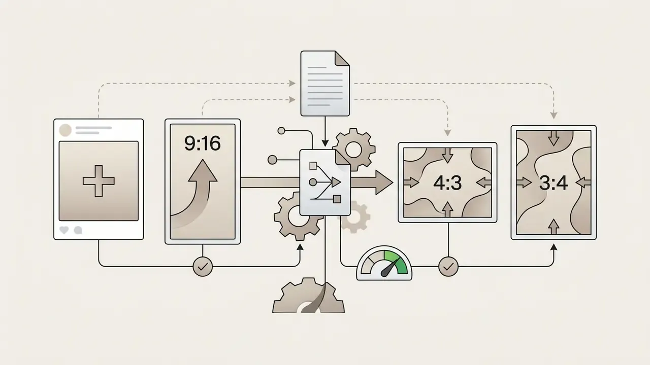 Central processing unit converting vertical video formats into square and rectangular aspect ratios