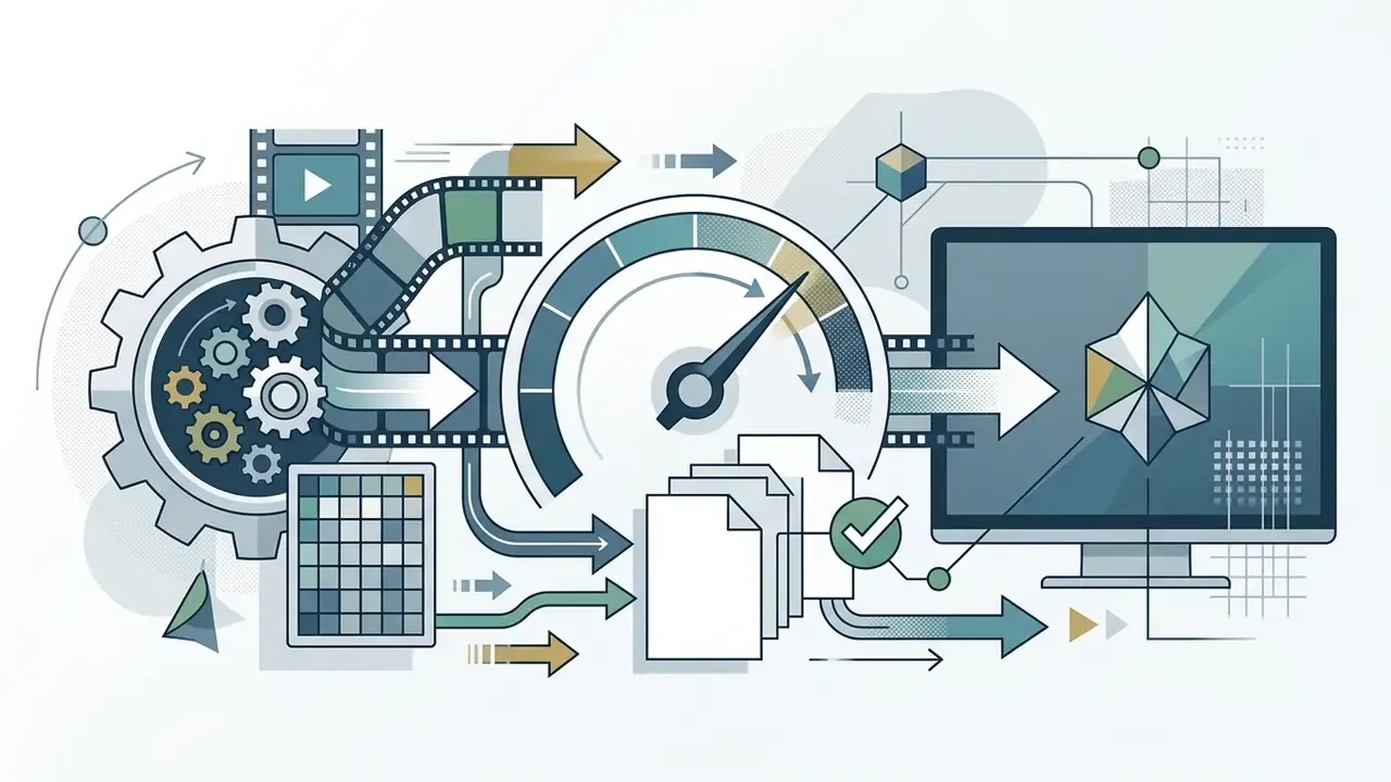 Film strips and gear mechanisms process data through a performance gauge into a monitor display