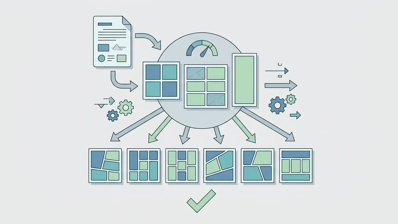 Document feeding into a central processing unit that outputs various comic book page layout templates
